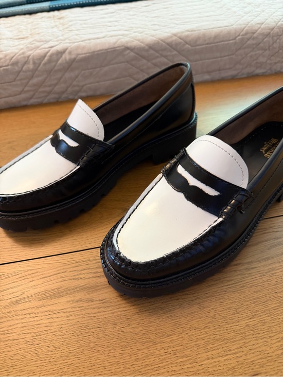 G.H. Bass & Co. Shoes - G.H. Bass & Co. Whitney Superlug Black and White Women's Penny Loafers